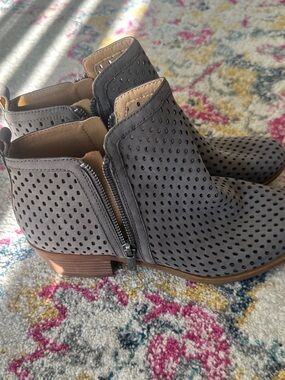Women's Lucky Brand Gray Perforated Ankle Booties - Stylish Everyday Comfort